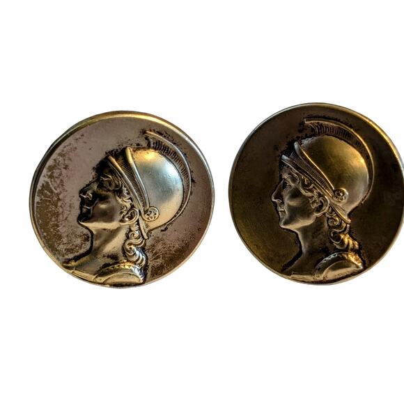 Vintage Roman Centurion Soldier Brass Cuff Links - Picture 3 of 8
